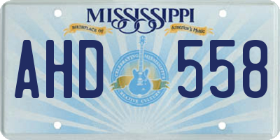 MS license plate AHD558