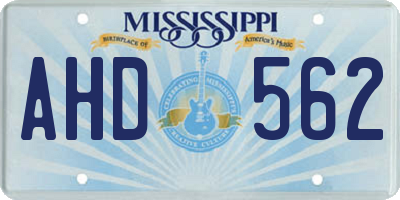 MS license plate AHD562