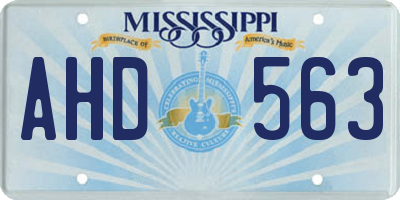 MS license plate AHD563