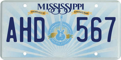 MS license plate AHD567