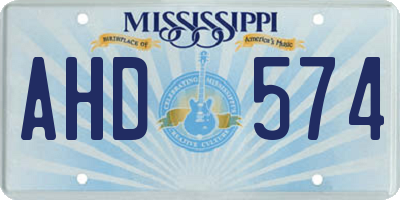 MS license plate AHD574