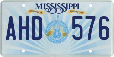 MS license plate AHD576