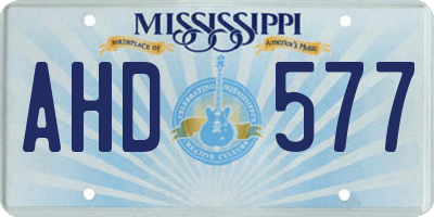 MS license plate AHD577