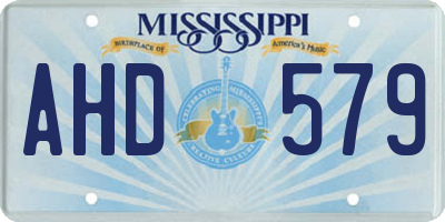 MS license plate AHD579