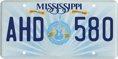 MS license plate AHD580