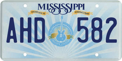 MS license plate AHD582