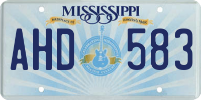 MS license plate AHD583