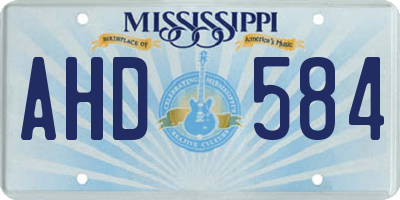 MS license plate AHD584