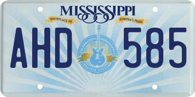 MS license plate AHD585