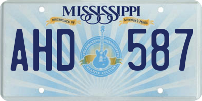 MS license plate AHD587