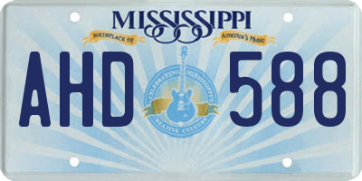 MS license plate AHD588