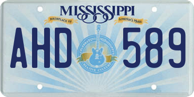 MS license plate AHD589