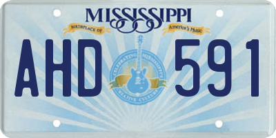 MS license plate AHD591