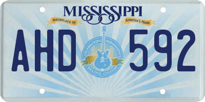 MS license plate AHD592