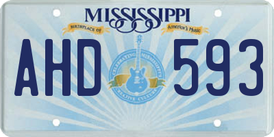 MS license plate AHD593