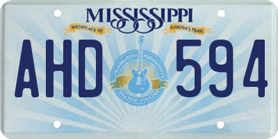 MS license plate AHD594