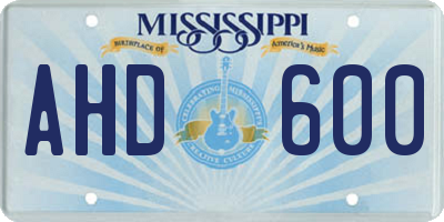 MS license plate AHD600