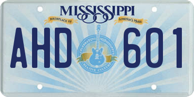 MS license plate AHD601