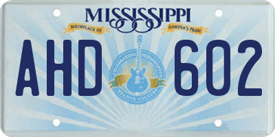 MS license plate AHD602