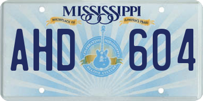 MS license plate AHD604