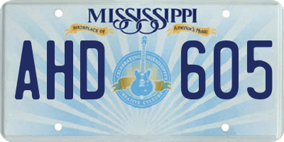 MS license plate AHD605