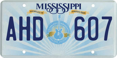 MS license plate AHD607