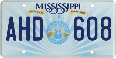 MS license plate AHD608