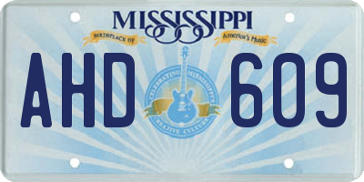 MS license plate AHD609