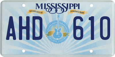 MS license plate AHD610