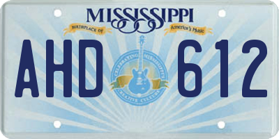 MS license plate AHD612