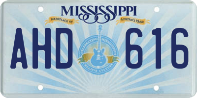 MS license plate AHD616