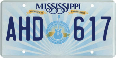 MS license plate AHD617