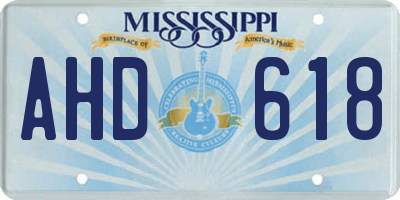 MS license plate AHD618