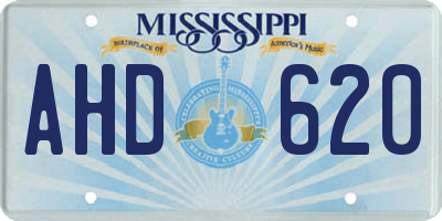 MS license plate AHD620