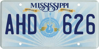 MS license plate AHD626