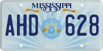 MS license plate AHD628