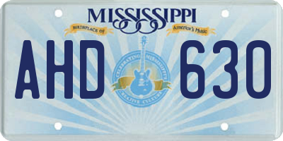 MS license plate AHD630
