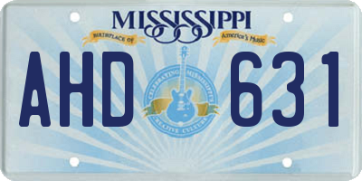 MS license plate AHD631