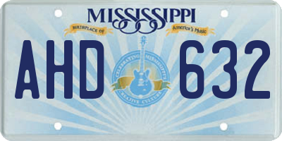 MS license plate AHD632