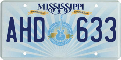 MS license plate AHD633