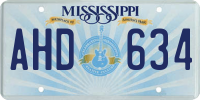 MS license plate AHD634