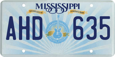MS license plate AHD635