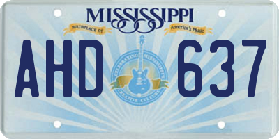 MS license plate AHD637