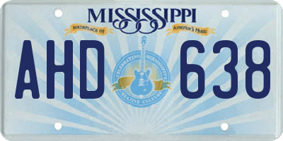 MS license plate AHD638