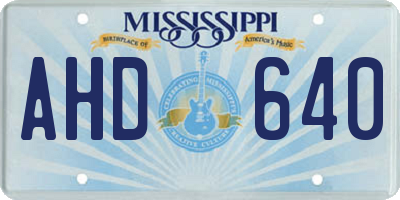 MS license plate AHD640