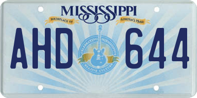 MS license plate AHD644