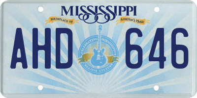 MS license plate AHD646