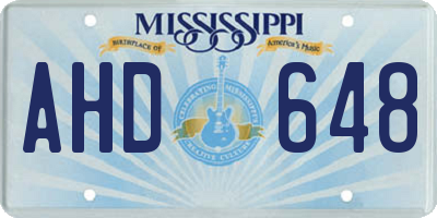 MS license plate AHD648