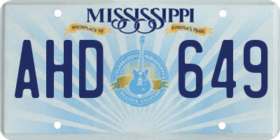 MS license plate AHD649