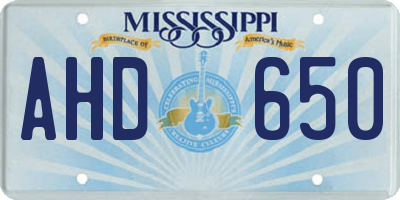 MS license plate AHD650